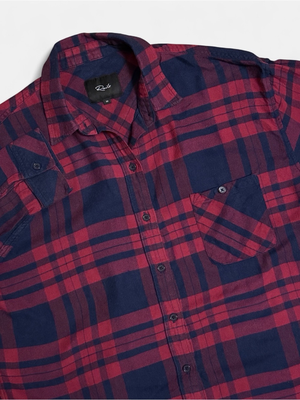 Rails Jackson Plaid Women’s Medium One Pocket Button-up Shirt in Wine Navy